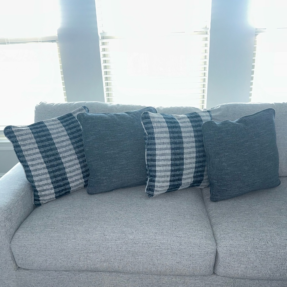 Blue Striped Throw Pillow Set